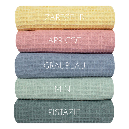 Stillkissen Set Kissen inkl. Bezug XXL Wunschname bestickt Seitenschläferkissen 190 cm Waffelpiqué 100% Baumwolle Pastell