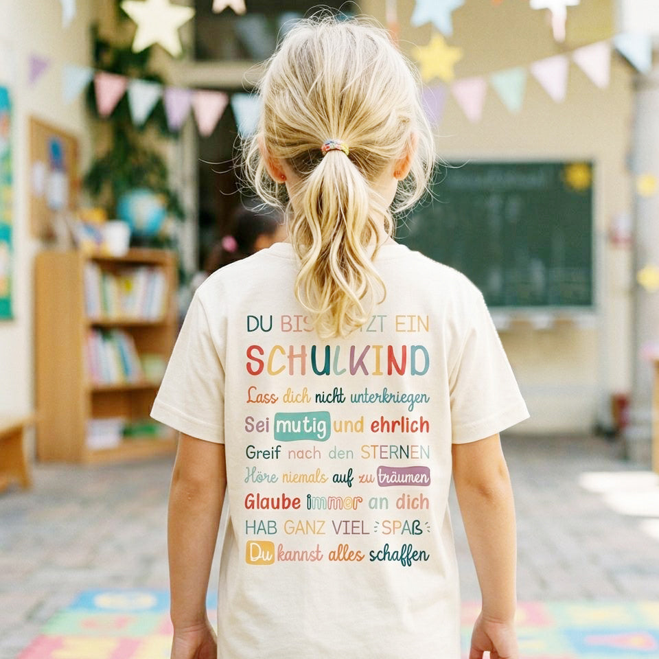 Schulkind T-Shirt Mutmacher Geschenk zur Einschulung Shirt für Mädchen und Jungen zum Schulanfang