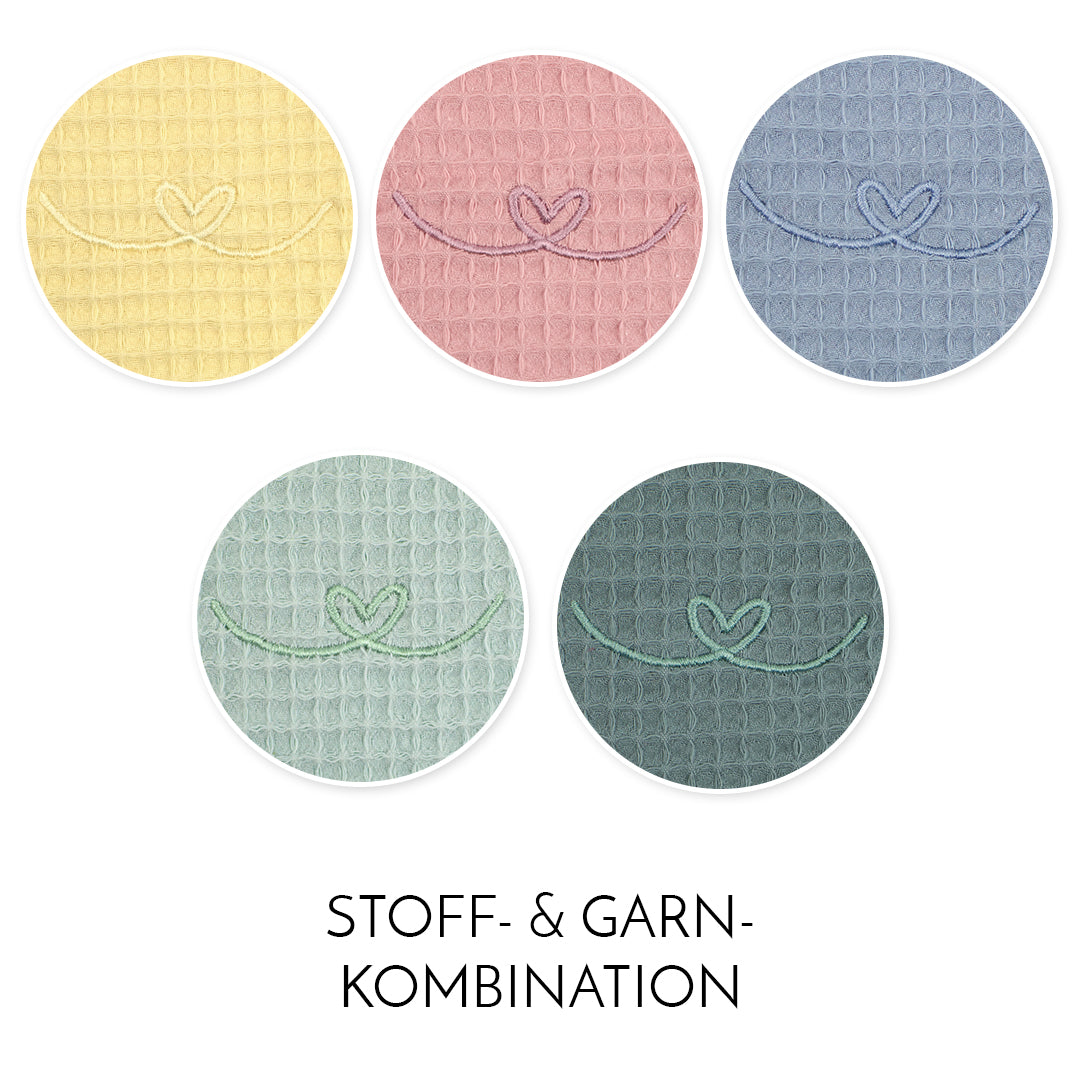 Stillkissen Set Kissen inkl. Bezug XXL Wunschname bestickt Seitenschläferkissen 190 cm Waffelpiqué 100% Baumwolle Pastell