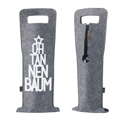 Geschenkverpackung für Wein 2er Set Flaschentasche Geschenktasche für Weinflaschen aus Filz Geschenktüte Weihnachten Oh Tannenbaum / Nichts - grau