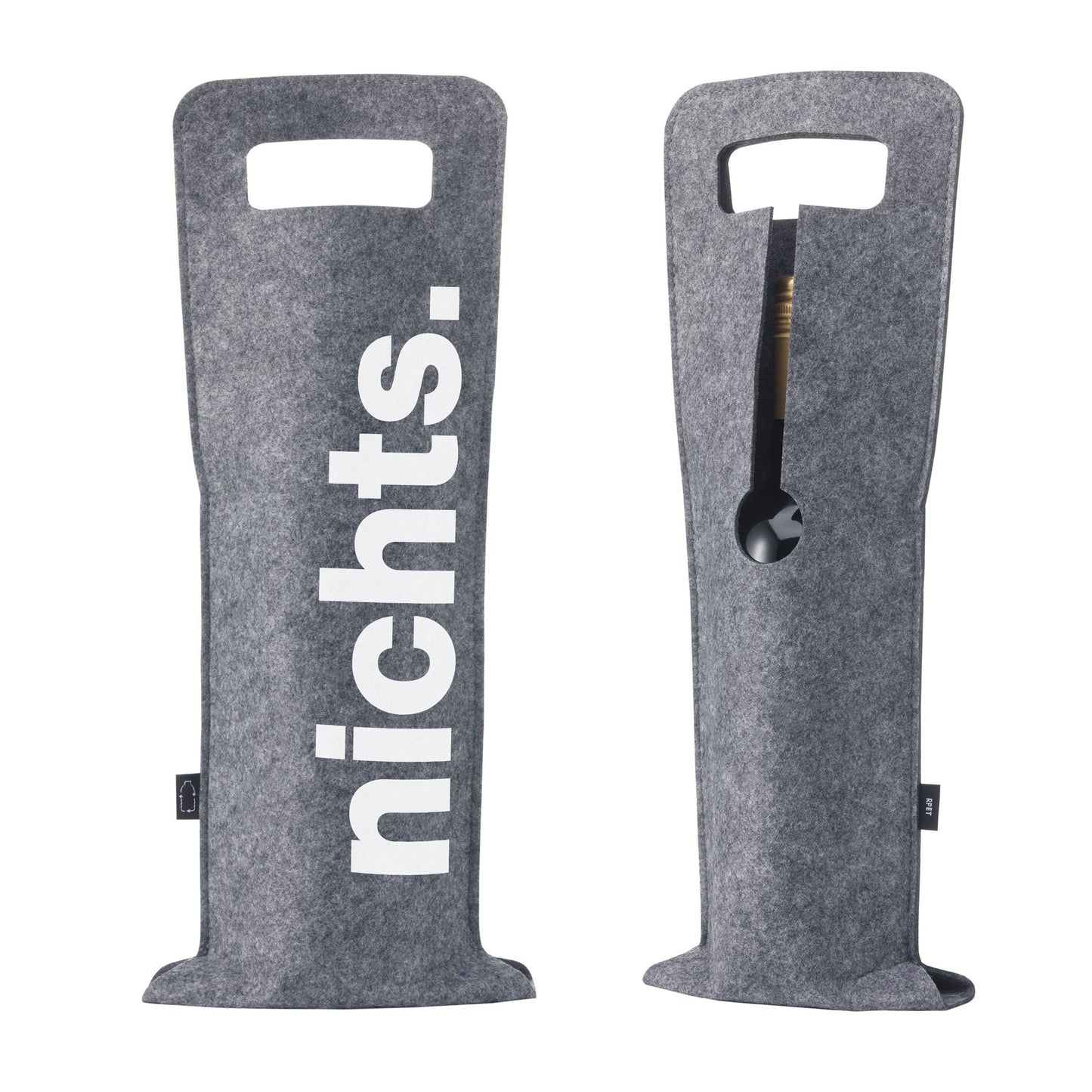 Geschenkverpackung für Wein 2er Set Flaschentasche Geschenktasche für Weinflaschen aus Filz Geschenktüte Weihnachten Oh Tannenbaum / Nichts - grau