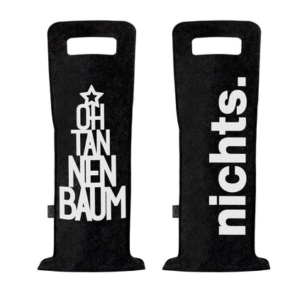 Geschenkverpackung für Wein 2er Set Flaschentasche Geschenktasche für Weinflaschen aus Filz Geschenktüte Weihnachten Oh Tannenbaum / Nichts - schwarz