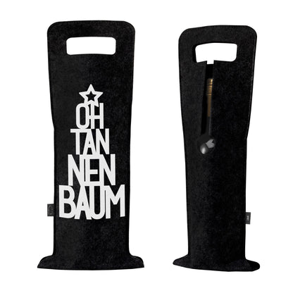 Geschenkverpackung für Wein 2er Set Flaschentasche Geschenktasche für Weinflaschen aus Filz Geschenktüte Weihnachten Oh Tannenbaum / Nichts - schwarz