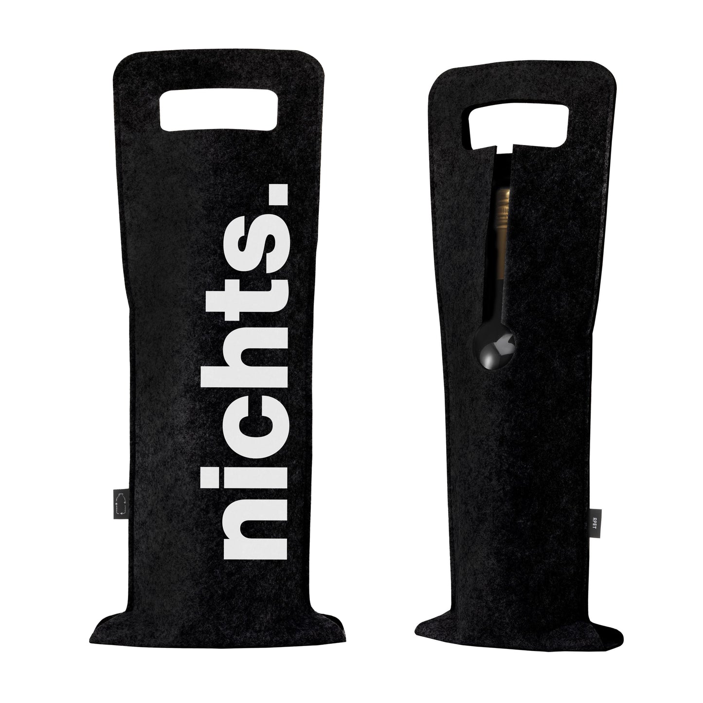 Geschenkverpackung für Wein 2er Set Flaschentasche Geschenktasche für Weinflaschen aus Filz Geschenktüte Weihnachten Oh Tannenbaum / Nichts - schwarz