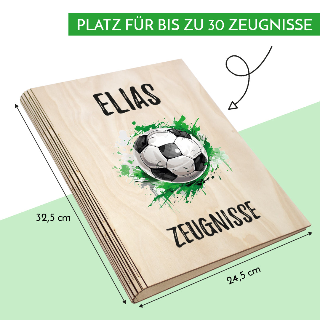 Zeugnismappe aus Holz personalisiert mit Wunschname und Wunschmotiv Geschenk zur Einschulung - Jungs