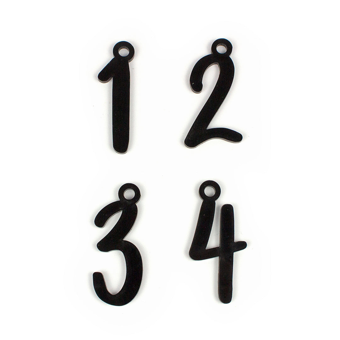 Adventskranz Zahlen Holz Anhänger 1-4 für Kerzen Adventszahlen Verspielt schwarz/weiß