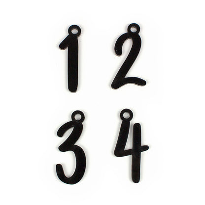 Adventskranz Zahlen Holz Anhänger 1-4 für Kerzen Adventszahlen Verspielt schwarz/weiß