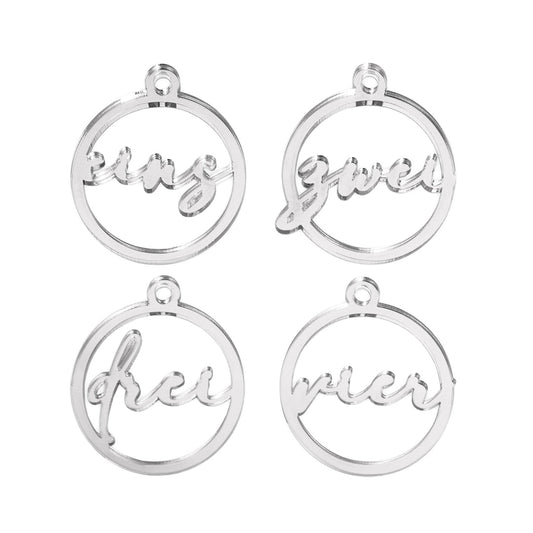 Adventskranz Zahlen Holz Anhänger 1-4 für Kerzen Adventszahlen Schreibschrift Silber/Roségold