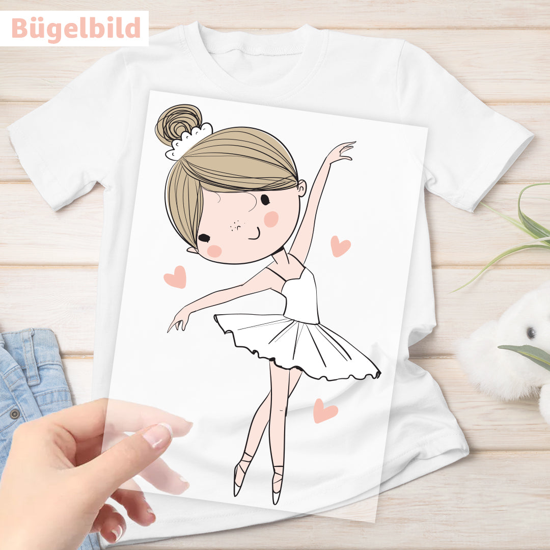 Bügelbild - Schulkind - Wunschname & Wunschjahr - Ballerina