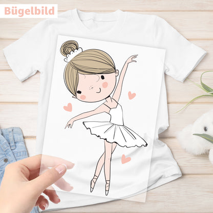 Bügelbild - Schulkind - Wunschname & Wunschjahr - Ballerina