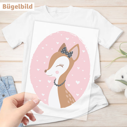 Bügelbild - Schulkind - Wunschname & Wunschjahr - Bambi