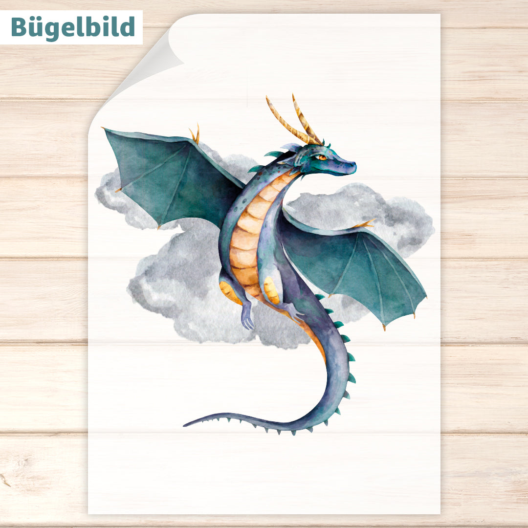 Bügelbild - Schulkind - Wunschname & Wunschjahr - Drago Drache