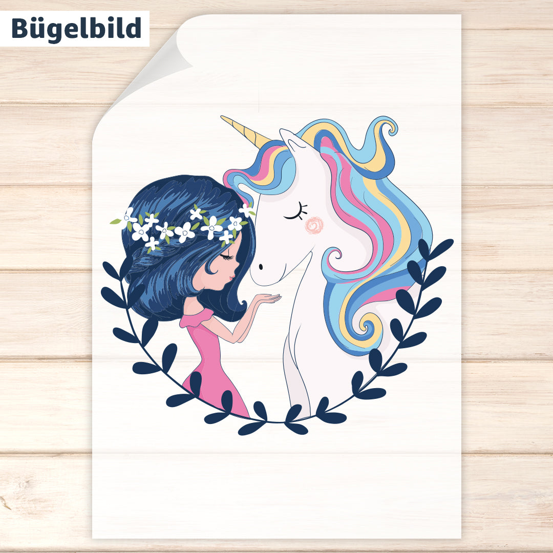 Bügelbild - Schulkind - Wunschname & Wunschjahr - Einhornfreundin