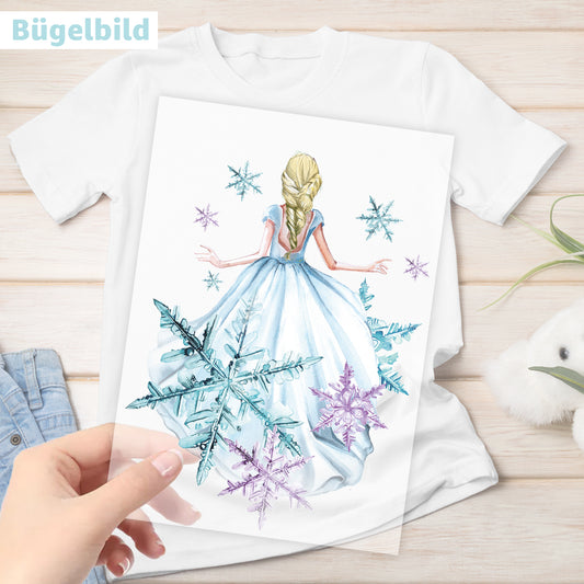 Bügelbild - Schulkind - Wunschname & Wunschjahr - Eisprinzessin