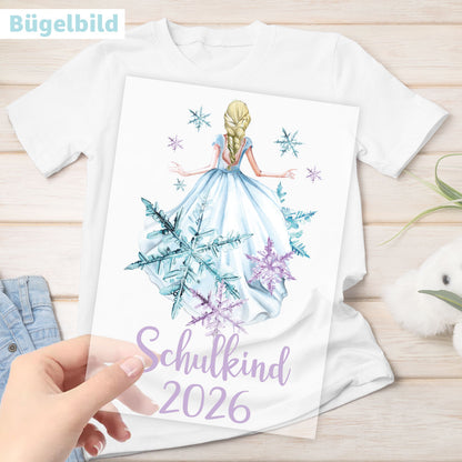 Bügelbild - Schulkind - Wunschname & Wunschjahr - Eisprinzessin