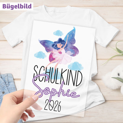 Bügelbild - Schulkind - Wunschname & Wunschjahr - Feenland