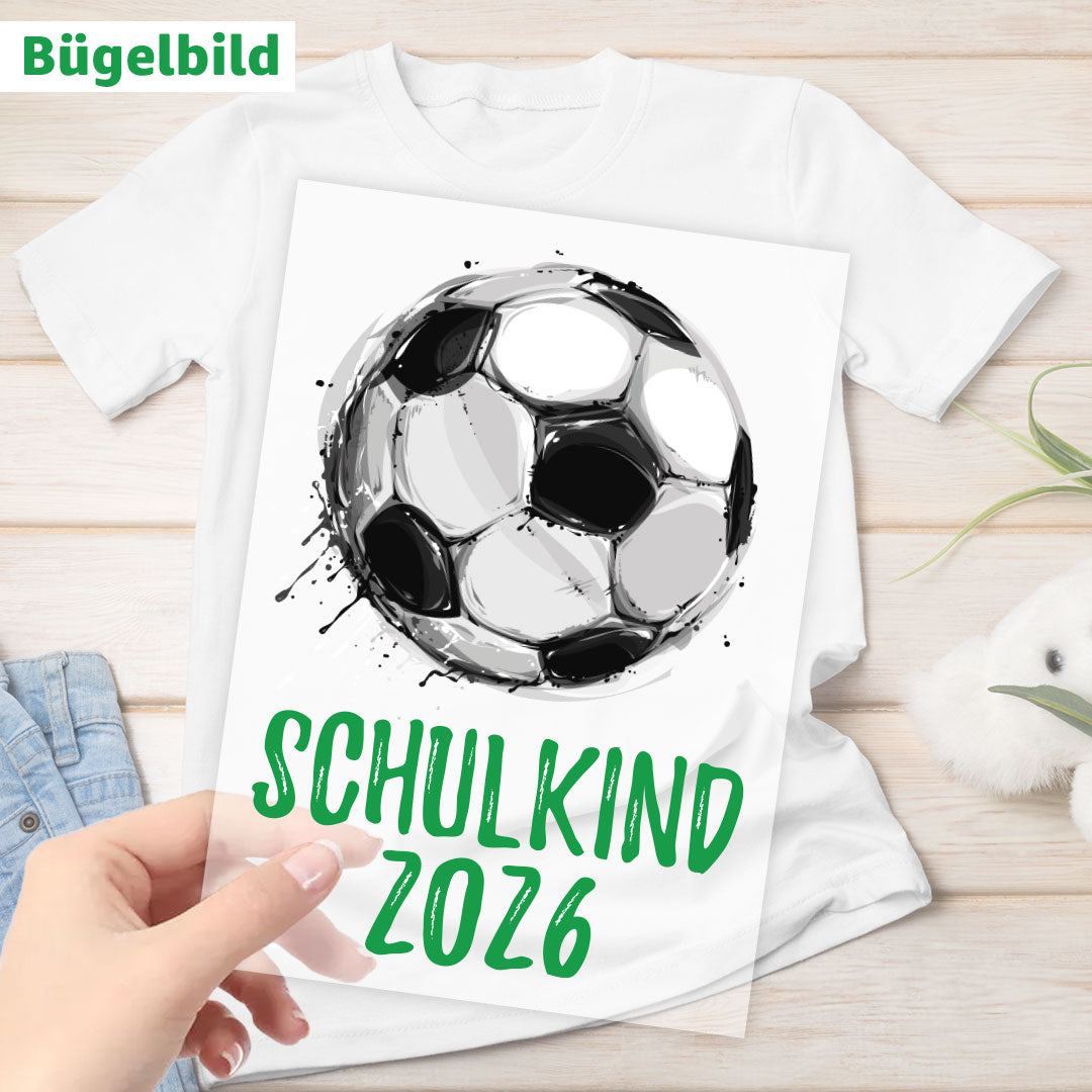 Bügelbild - Schulkind - Wunschname & Wunschjahr - Fußball