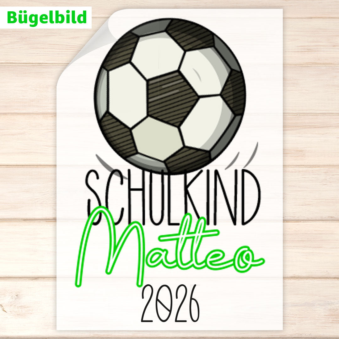 Bügelbild - Schulkind - Wunschname & Wunschjahr - Fußballchampion