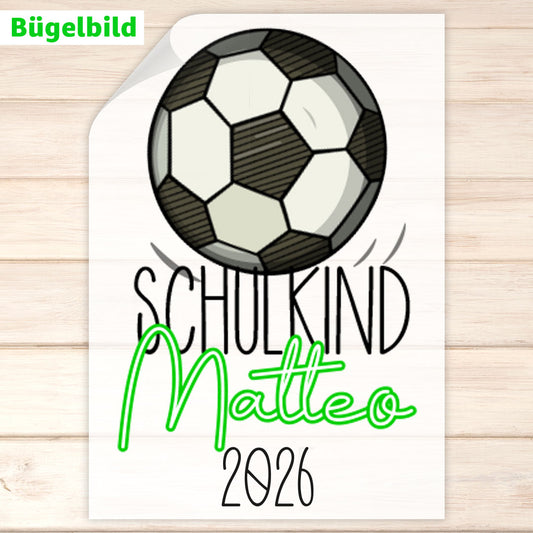 Bügelbild - Schulkind - Wunschname & Wunschjahr - Fußballchampion