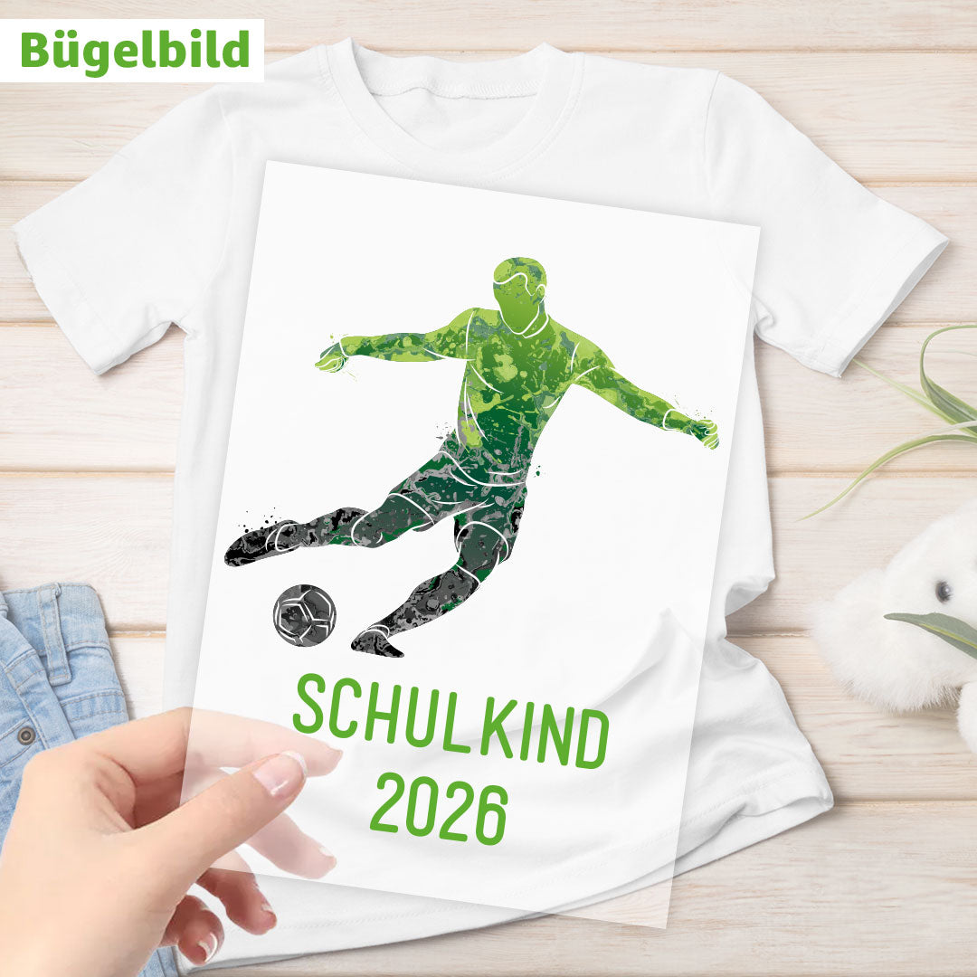Bügelbild - Schulkind - Wunschname & Wunschjahr - Fußballspieler