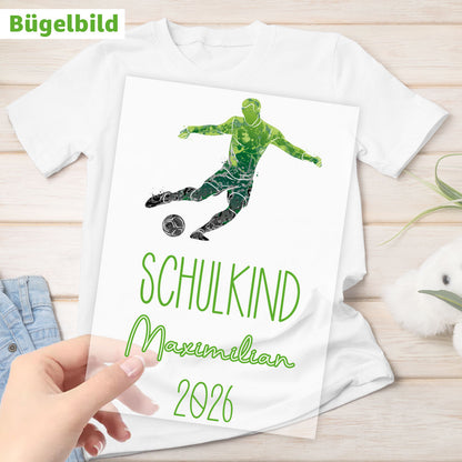 Bügelbild - Schulkind - Wunschname & Wunschjahr - Fußballspieler