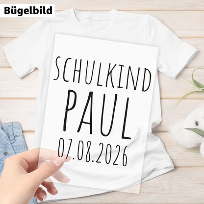 Bügelbild - Schulkind - Wunschname & Wunschjahr - gerade
