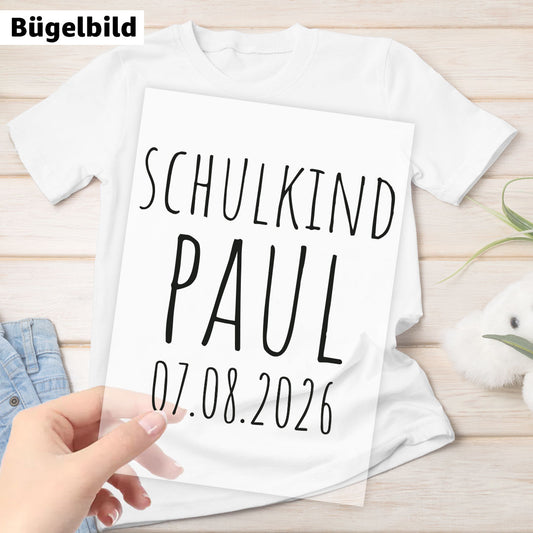 Bügelbild - Schulkind - Wunschname & Wunschjahr - gerade