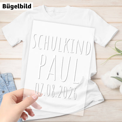 Bügelbild - Schulkind - Wunschname & Wunschjahr - gerade