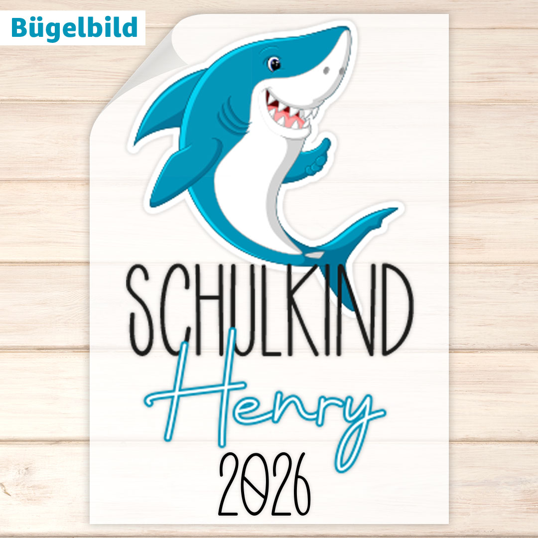 Bügelbild - Schulkind - Wunschname & Wunschjahr - Henry Hai