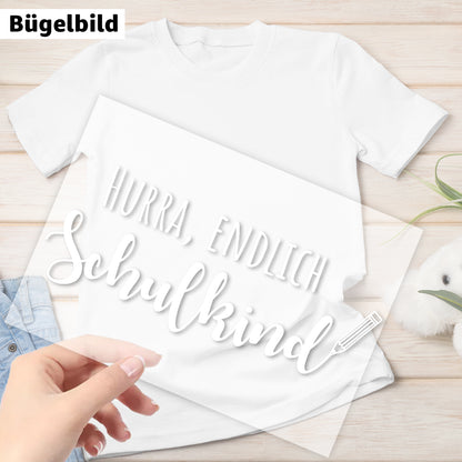 Bügelbild - Hurra endlich Schulkind