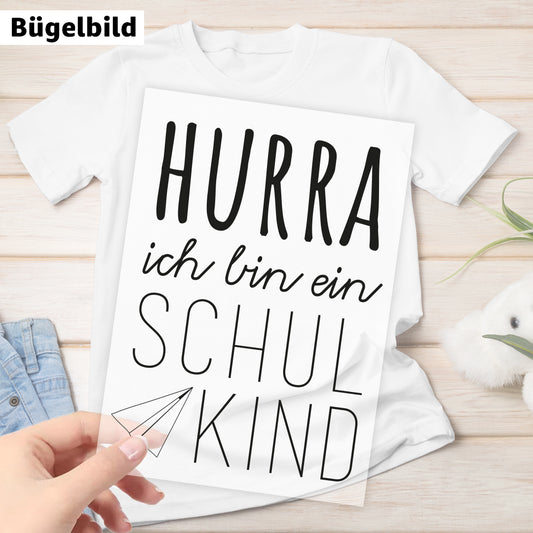 Bügelbild - Hurra ich bin ein Schulkind - Papierflieger
