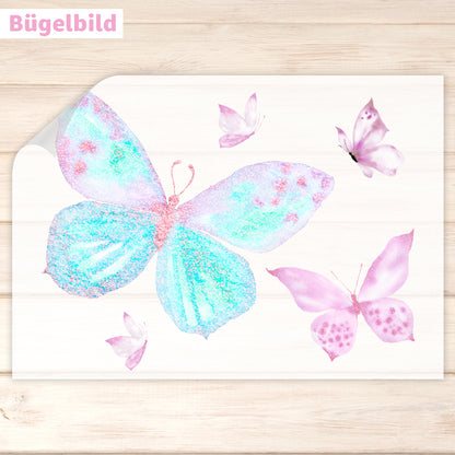 Bügelbild - Schulkind - Wunschname & Wunschjahr - Magical Butterflies