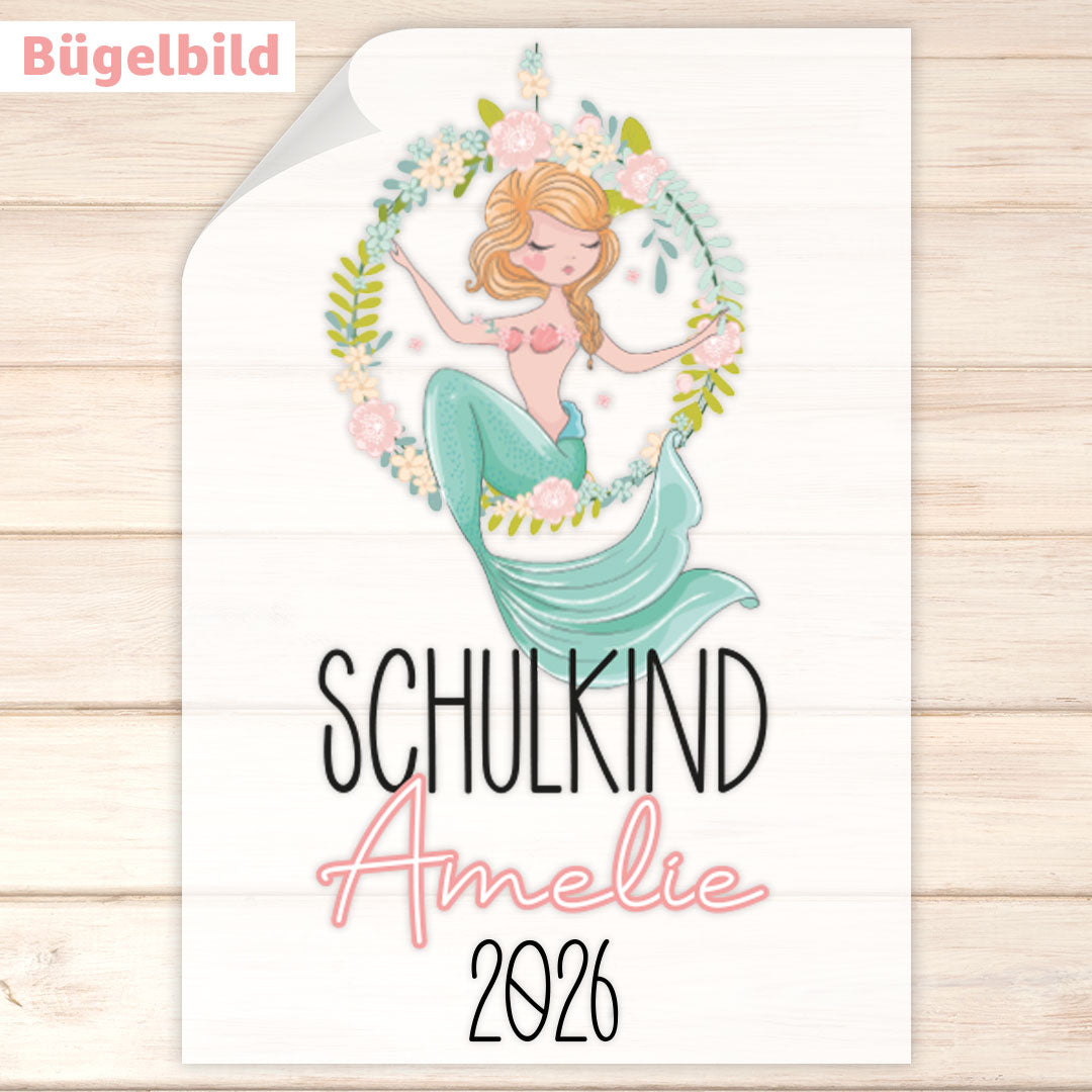 Bügelbild - Schulkind - Wunschname & Wunschjahr - Meera Mermaid