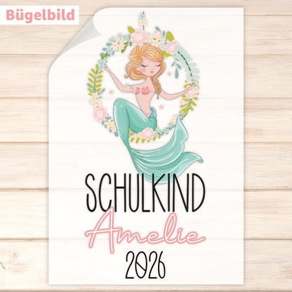 Bügelbild - Schulkind - Wunschname & Wunschjahr - Meera Mermaid