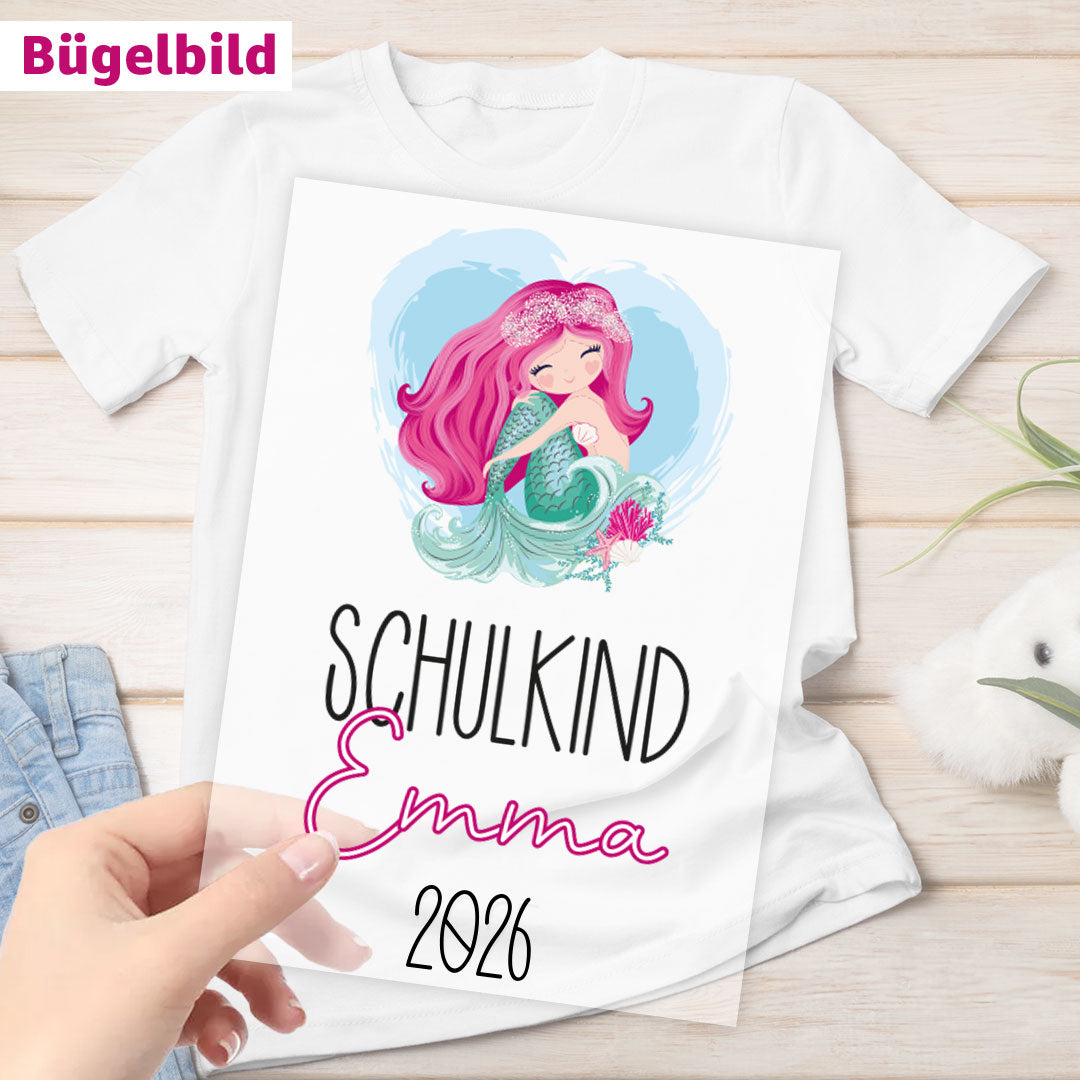 Bügelbild - Schulkind - Wunschname & Wunschjahr - Meeresrauschen