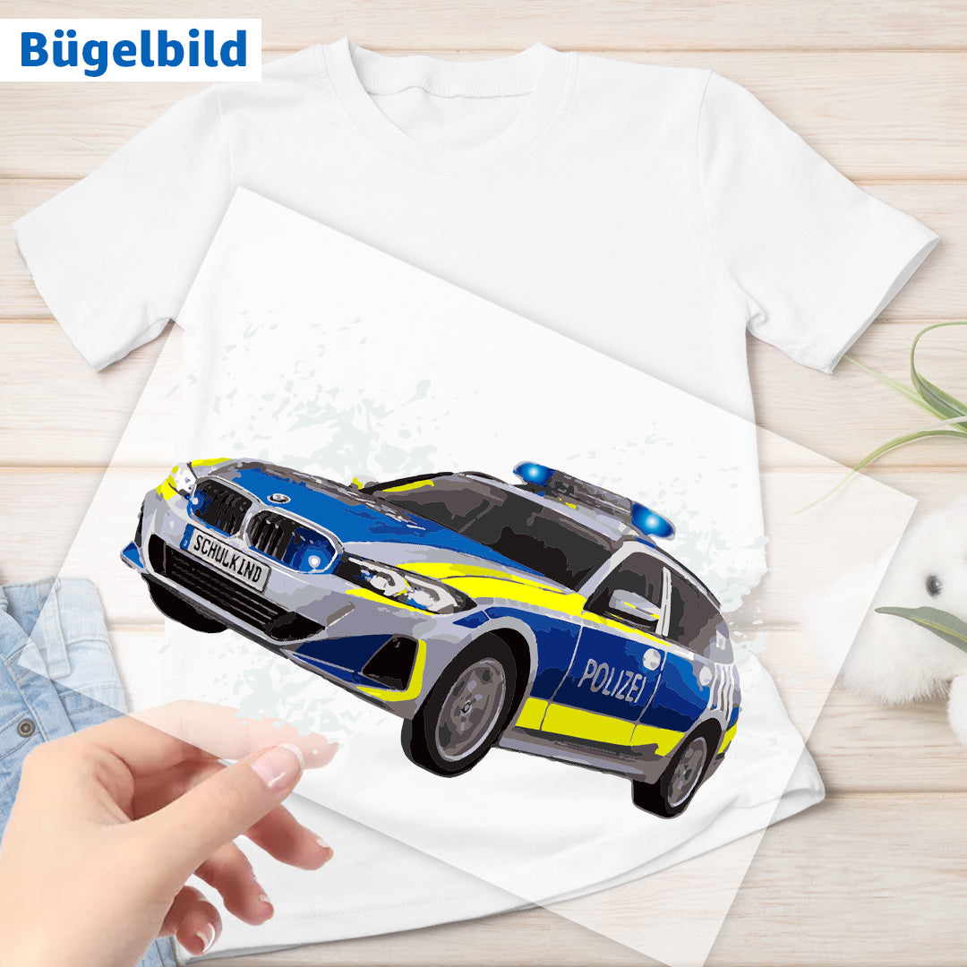 Bügelbild - Schulkind - Wunschname & Wunschjahr - Polizei