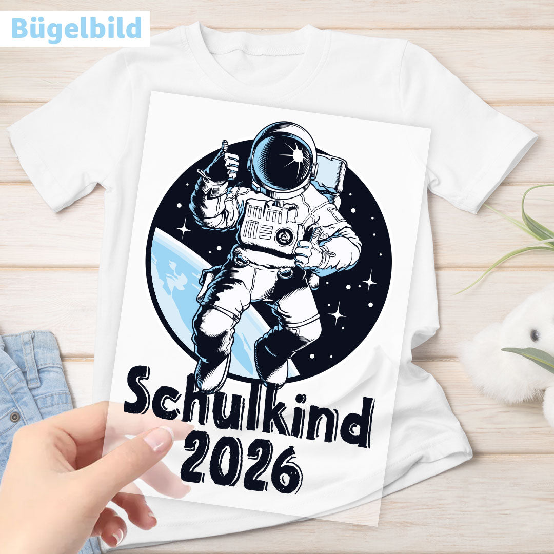 Bügelbild - Schulkind - Wunschname & Wunschjahr - Space Astronaut