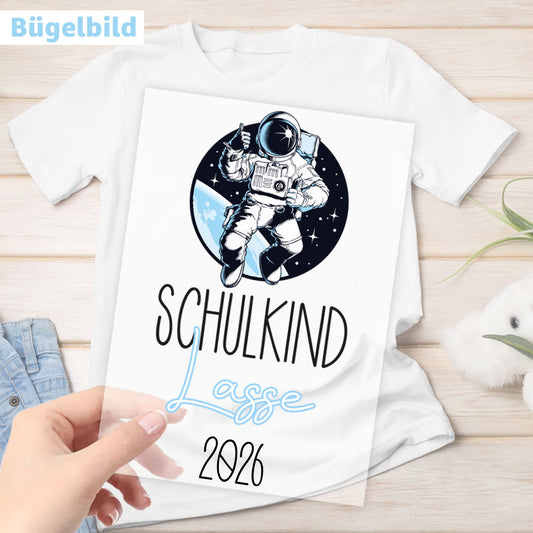 Bügelbild - Schulkind - Wunschname & Wunschjahr - Space Astronaut
