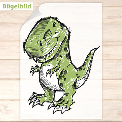 Bügelbild - Schulkind - Wunschname & Wunschjahr - T-Rex
