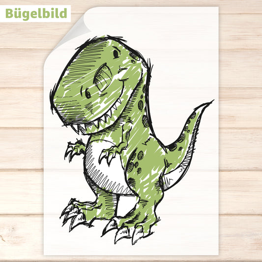 Bügelbild - Schulkind - Wunschname & Wunschjahr - T-Rex