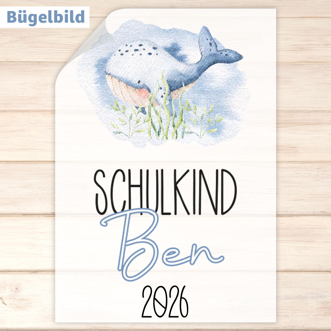 Bügelbild - Schulkind - Wunschname & Wunschjahr - Unterwasserwelt