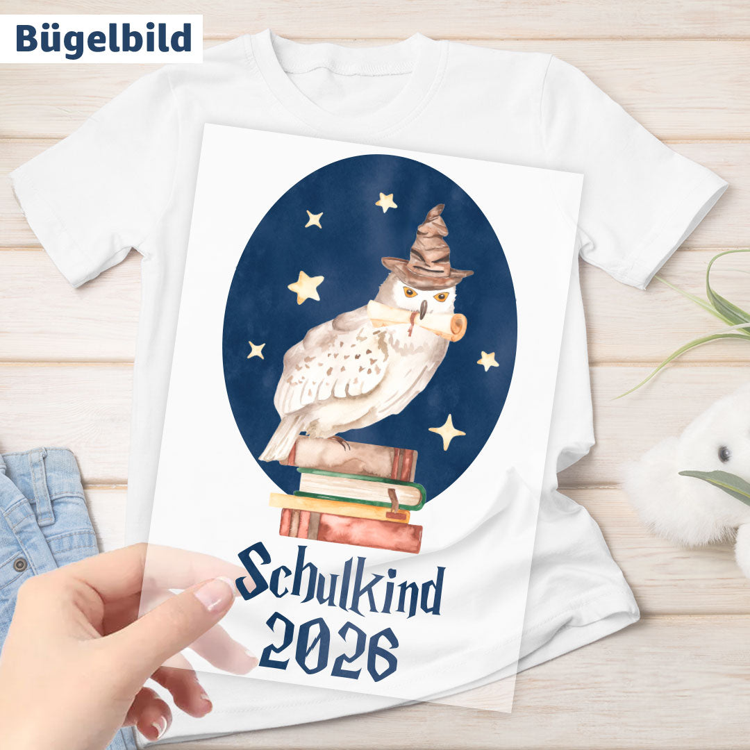 Bügelbild - Schulkind - Wunschname & Wunschjahr - Zauberschule