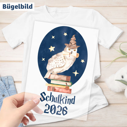 Bügelbild - Schulkind - Wunschname & Wunschjahr - Zauberschule