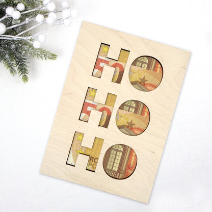 Geschenkkarte - Holz - Geldgeschenk - Hohoho
