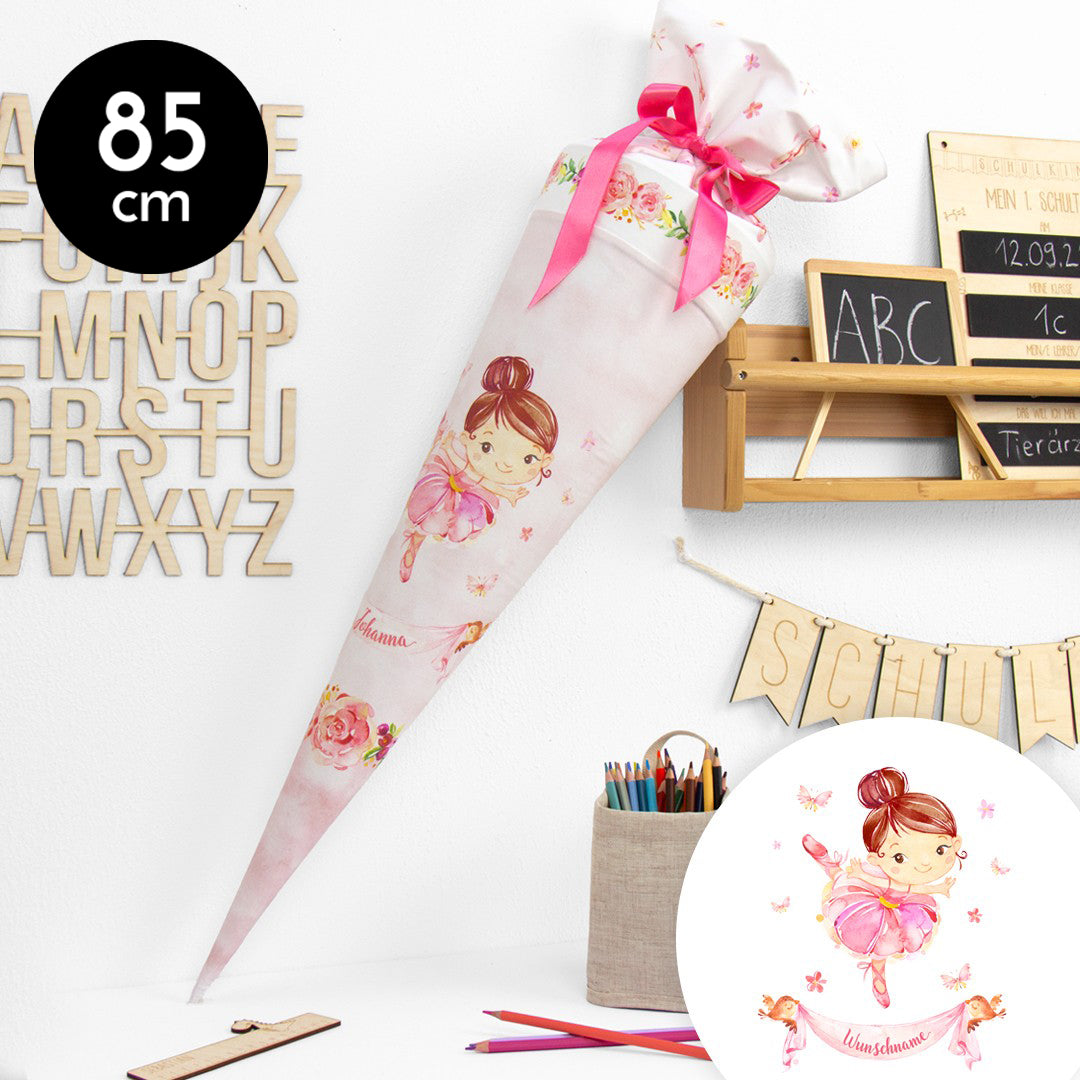 Schultüte aus Baumwolle mit Wunschname - Ballettfreundinnen - 85 cm