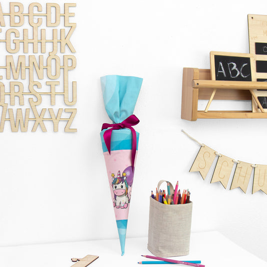 Geschwister Schultüte auch DIY aus Stoff - Buntes Einhorn