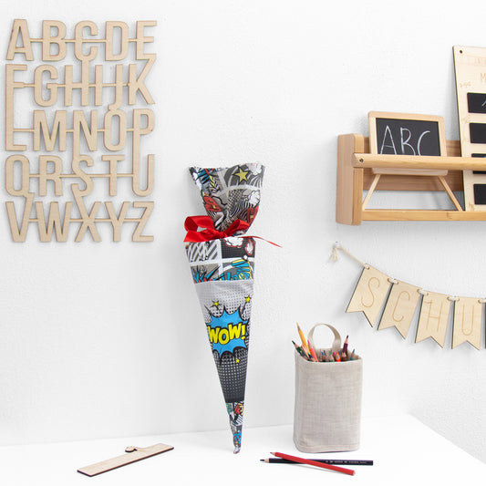 Geschwister Schultüte auch DIY aus Stoff - Comic