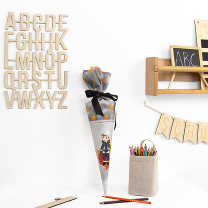 Geschwister Schultüte auch DIY aus Stoff - Feuerwehrmann