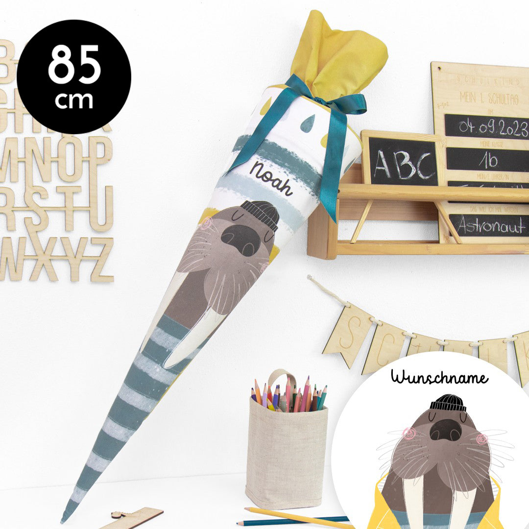 Schultüte aus Baumwolle mit Wunschname - Hamburger Jungs - 85 cm