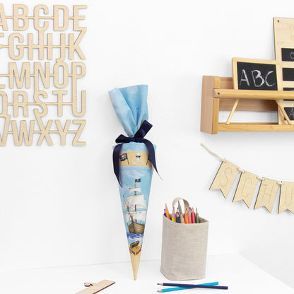 Geschwister Schultüte auch DIY aus Stoff - Piratenschiff